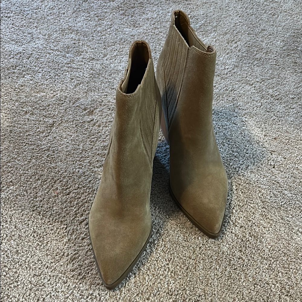 Marc Fisher Tan Ankle Booties with Pointed Toe